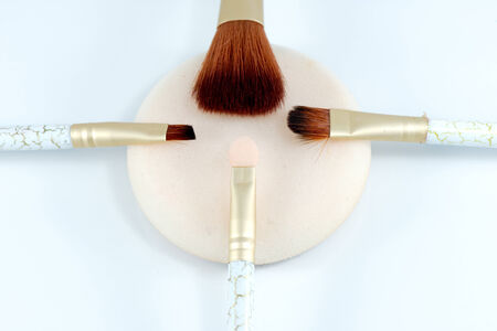 Isolated makeup brushed, perfect for adding in the edge of a page.の写真素材