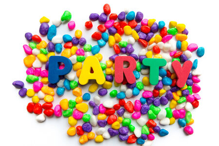 party word in colorful stoneの写真素材