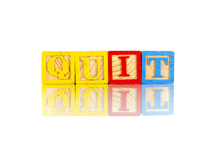 Quit word reflection on white backgroundの写真素材