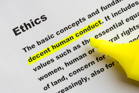 Ethics word definition highlightedの写真素材