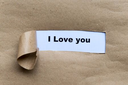 i love you word Torn Paper Conceptの写真素材