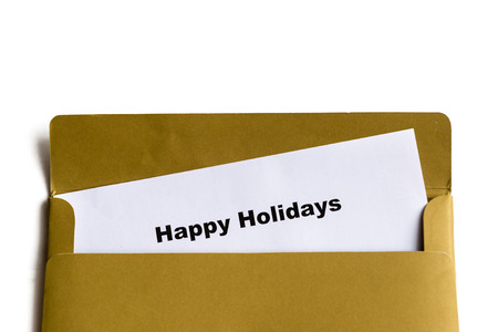 happy holidays words in the envelopeの写真素材
