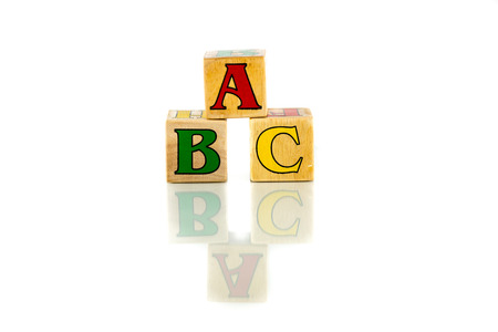 abc block colorful words on the white backgroundの写真素材