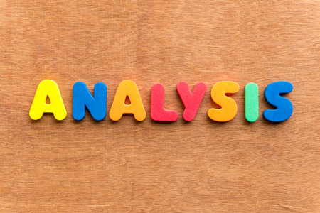 analysis colorful word on the wooden backgroundの写真素材