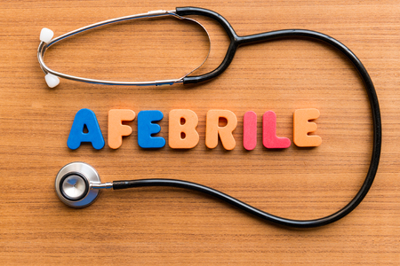 afebrile colorful word on the wooden backgroundの写真素材