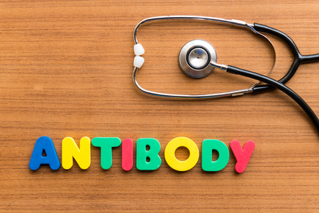 antibody colorful word on the wooden backgroundの写真素材