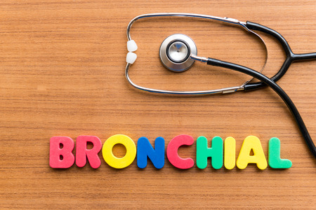 BRONCHIAL colorful word on the wooden backgroundの写真素材