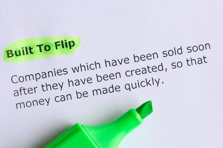built to flip word highlighted on the white paperの写真素材