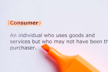 consumer  word highlighted in the white backgoundの写真素材