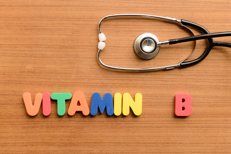 vitamin B  colorful word on the wooden backgroundの写真素材