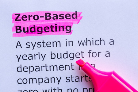 zero based budgeting  word highlighted on the white backgroundの写真素材