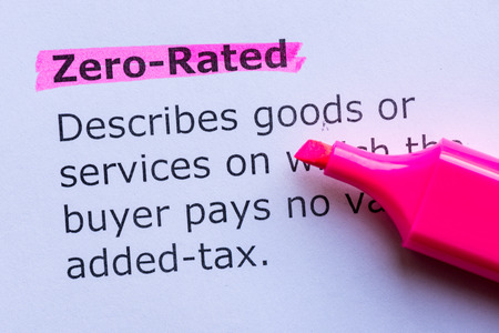 zero rated  word highlighted on the white background