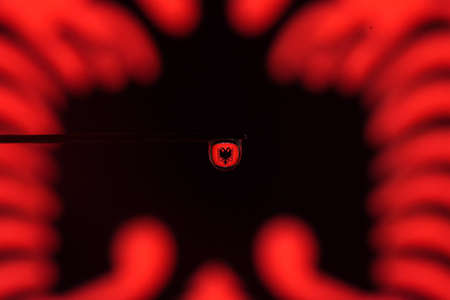 albania colorful country flag in macro viewの写真素材