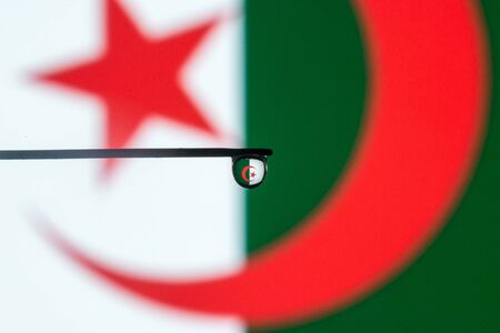 algeria colorful country flag in macro viewの写真素材