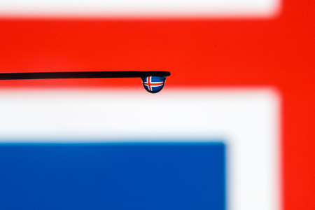 iceland colorful country flag in macro viewの写真素材