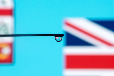 fiji colorful country flag in macro viewの写真素材