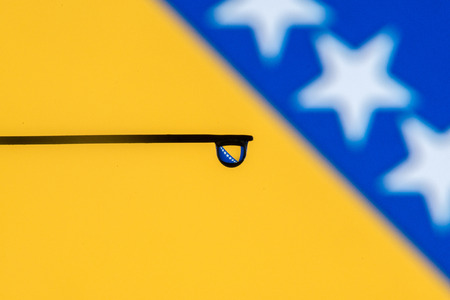 bosnia & herzegovina colorful country flag in macro viewの写真素材