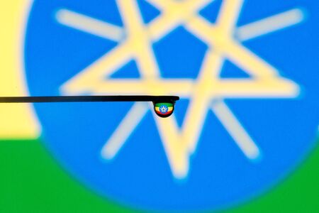 ethiopia colorful country flag in macro viewの写真素材