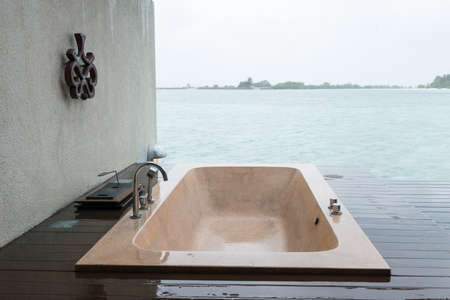 bathtab outside in watervilla hotel in male,maldives
