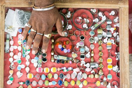 Kushtia, Bangladesh - May 19, 2016: colorful stones and ring at kushtia, bangladeshのeditorial素材