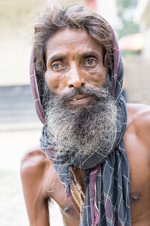 Kushtia, Bangladesh - May 19, 2016: Bearded street begger Portrait at kushtia, bangladeshのeditorial素材