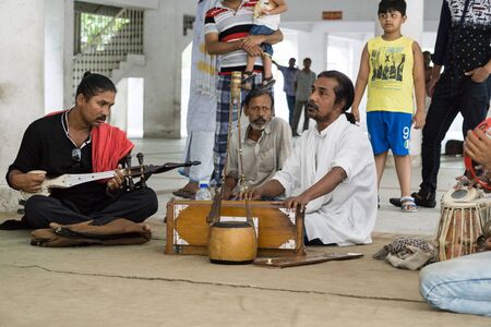 Kushtia, Bangladesh - May 19, 2016: bearded  singers are singing at kushtia, bangladeshのeditorial素材