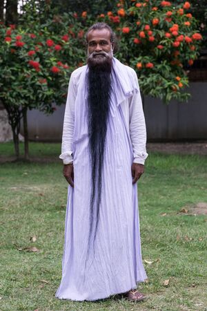 Kushtia, Bangladesh - May 19, 2016: Long beard singer is smiling at kushtia, bangladeshのeditorial素材