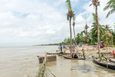 Dohar, Bangladesh - August 5, 2016: Heavy flooding from monsoon rain and tide from river in Dohar, Bangladesh on August 5, 2016のeditorial素材