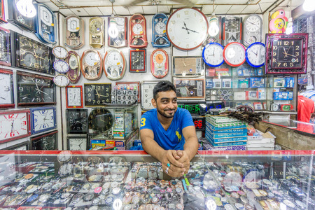 Dhaka, Bangladesh - August 12, 2016 : An unidentified seller displaying his selling items on August...