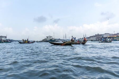Dhaka, Bangladesh - August 12, 2016: people lifestyle in Sadar Ghat on August 12, 2016 in Dhaka,Bangladesh.のeditorial素材