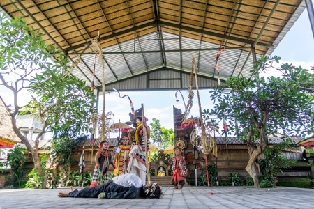 Bali, Indonesia - December 22, 2016: Barong and Kris Dance performers are performing in Bali, Indonesia on December 22, 2016.のeditorial素材