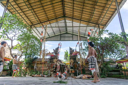 Bali, Indonesia - December 22, 2016: Barong and Kris Dance performers are performing in Bali, Indonesia on December 22, 2016.のeditorial素材