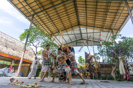 Bali, Indonesia - December 22, 2016: Barong and Kris Dance performers are performing in Bali, Indonesia on December 22, 2016.のeditorial素材