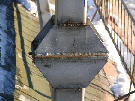 metal construction on the roof of the building.の写真素材