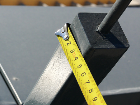 measurement of the dimensions of metal structures on the roof.の写真素材