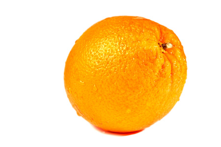 orange with water drops on white background.の写真素材