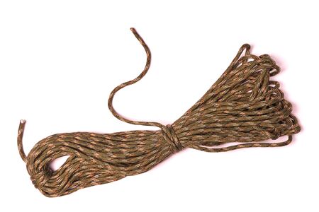 Paracord in color camouflage isolated on white background.の写真素材