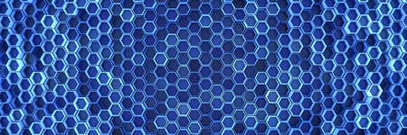 Background of hexagons. Geometric structure of honeycombs. 3D visualization.