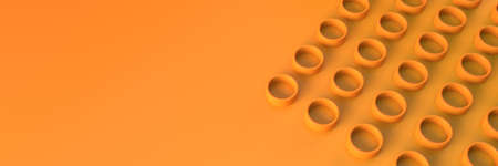 Abstract background with tubes on an orange background. Geometric structure. 3D visualization.
