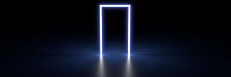 Abstract door in the form of luminous lines. A rectangular portal of light. 3d rendering.の写真素材