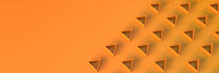Abstract with triangles on an orange background. Geometric structure. 3D visualization.