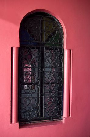 Iron Window in the old part of Tangier.の写真素材