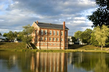 The historic Bartlett Mall and Frog Pond in Newburyport. New England, MA