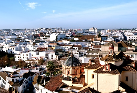View of Carmona, Spanish white hill townの写真素材