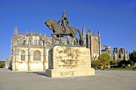 Batalha Monastery, Nuno Alvares Pereira statueの写真素材