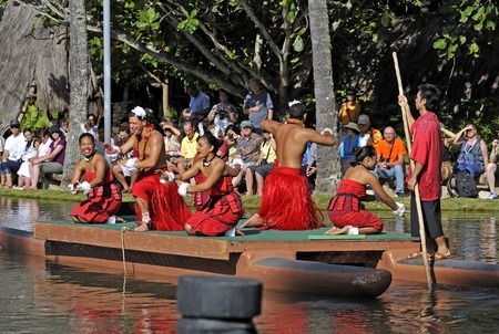 Hawaiian dance at the Polynesian Cultural Center in Honoluluのeditorial素材