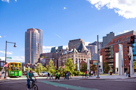 Boston, USA - June 21, 2014: Street scene in the Boston downtownのeditorial素材