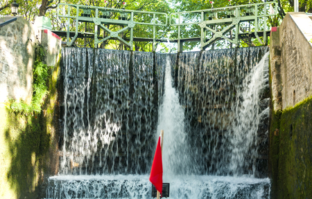 Locks of the Saint-Martin canal in Paris, Franceの写真素材