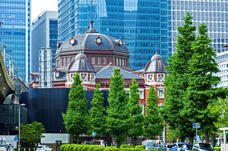Tokyo, Japan - August 22, 2016: a street scene in the Tokyo`s Ginza district during early morning hoursのeditorial素材