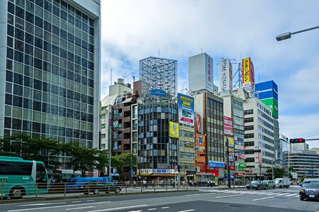 Tokyo, Japan - August 22, 2016: a street scene in the Tokyo`s Ginza district during early morning hoursのeditorial素材